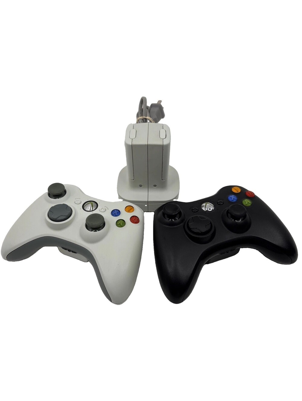 Xbox 360 Controllers Lot Of 2 Wireless Dual Charging Dock Station Tested